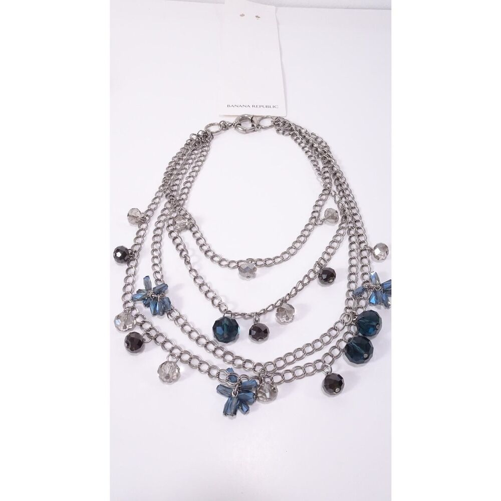 Banana Republic Women's Midnight Lapis Burst layer Necklace NWT 88